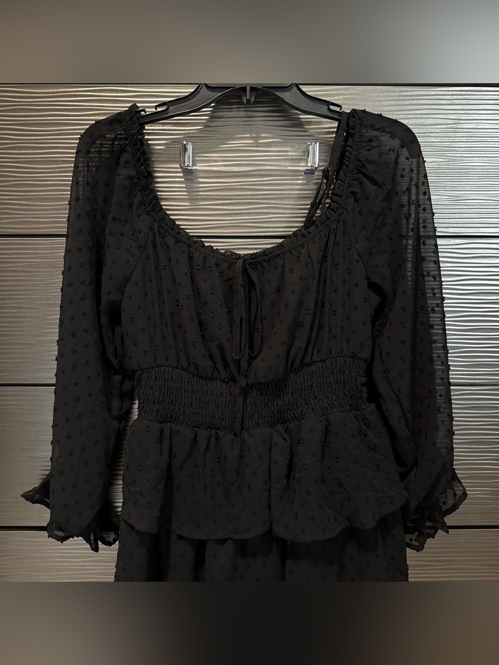 Black Ruffle Dot Waist Dress